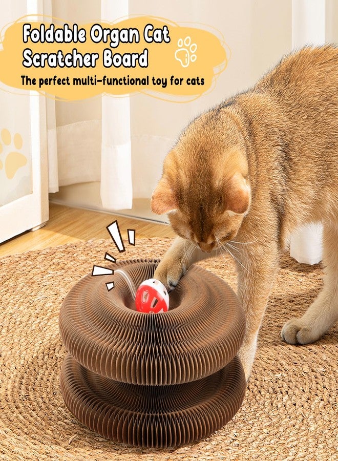 Grenben Magic Organ Cat Scratching Board, Cat Accordion Toy with Ball, Foldable Accordion Cats Toy, Interactive Scratch Pad Cats Toy with Toy Bell Ball - Image 2